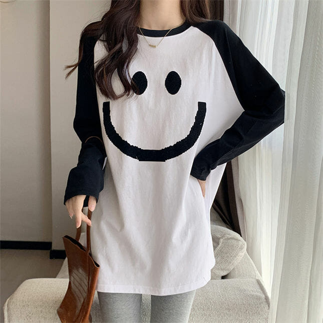 Spring 2 Colors Smile Printings Loosen T-Shirts4 Spring 2 Colors Smile Printings Loosen T-shirts 3