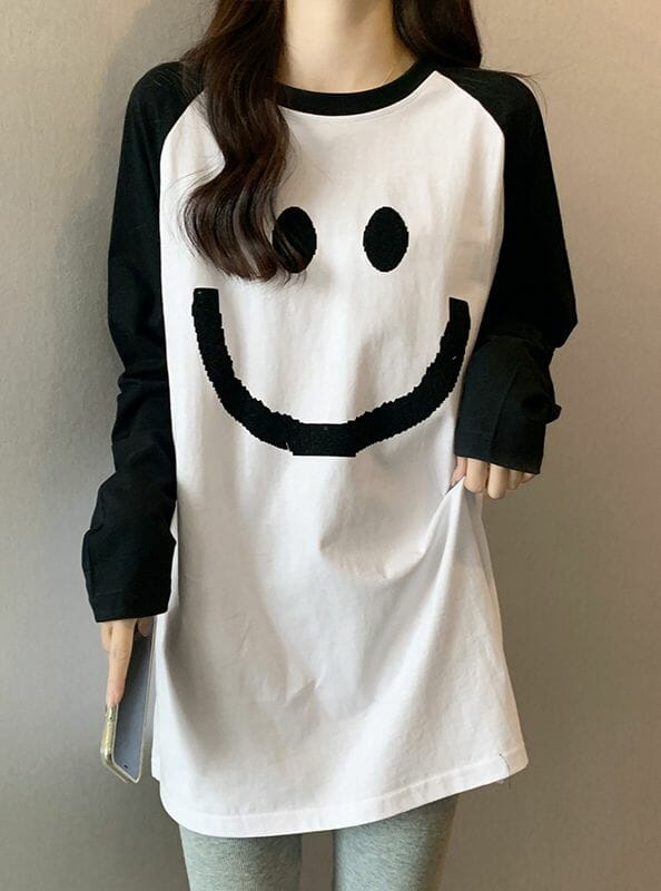 Spring 2 Colors Smile Printings Loosen T-Shirts6 Spring 2 Colors Smile Printings Loosen T-shirts 1