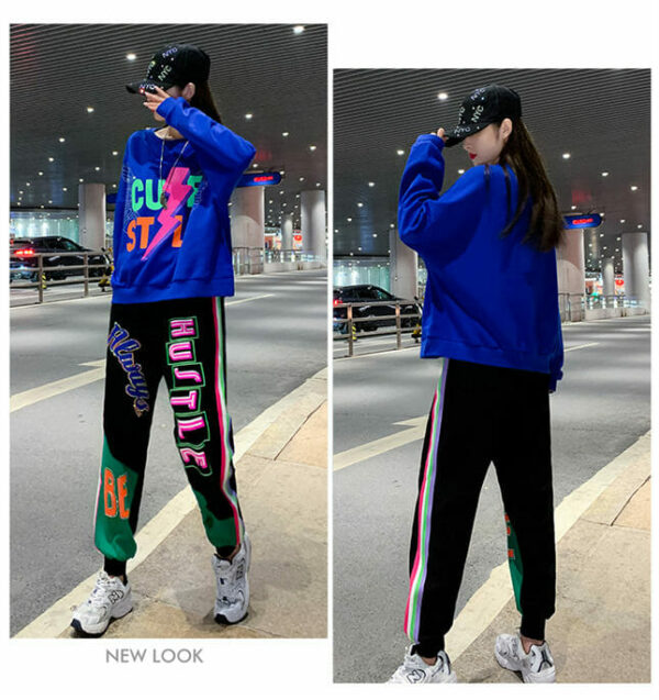 Street Fashion Printings Loosen Hoodies with Long Pants 5