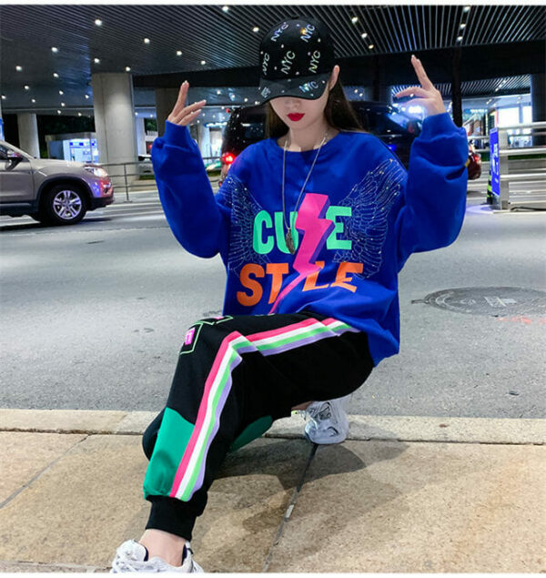 Street Fashion Printings Loosen Hoodies with Long Pants 4