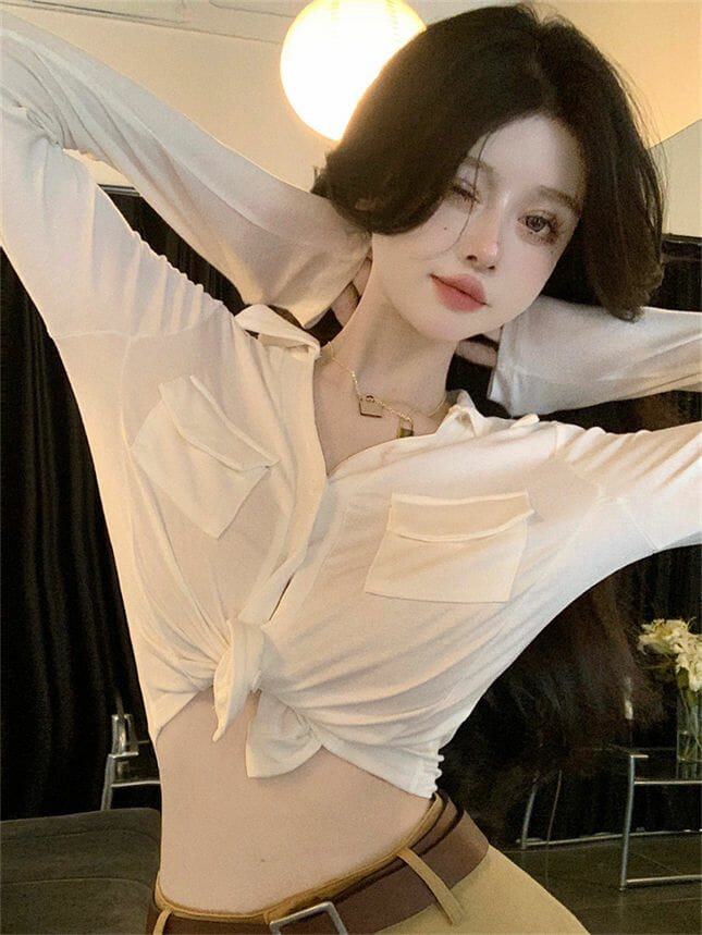 Stylish Girl V-Neck Long Sleeve T-Shirt With Pleated A-Line Skirt2 Stylish Girl V-neck Long Sleeve T-shirt with Pleated A-line Skirt 5