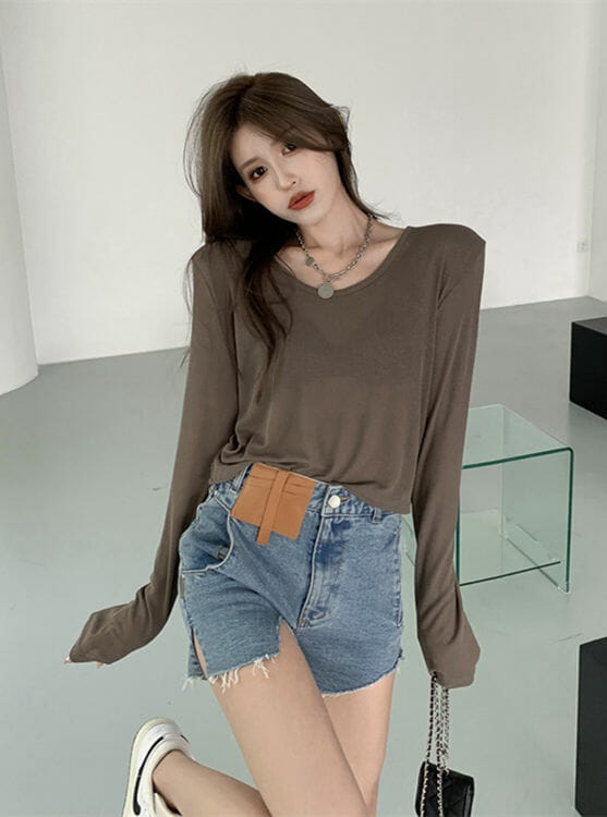 Summer 5 Colors Round Neck Transparent Cotton T-Shirts Summer 5 Colors Round Neck Transparent Cotton T-shirts 6