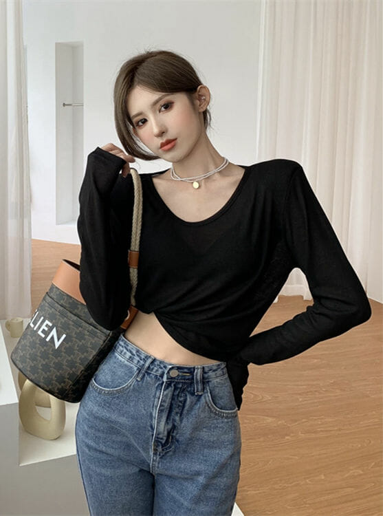 Summer 5 Colors Round Neck Transparent Cotton T-Shirts3 Summer 5 Colors Round Neck Transparent Cotton T-shirts 4