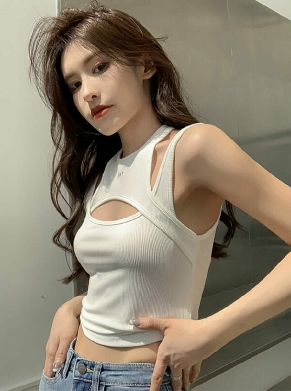 Summer New 2 Colors Hollow Out Slim Cotton Camisoles 3