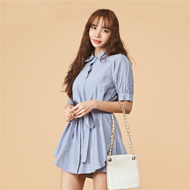 Summer New Tie Waist Flouncing Blouse With Short Pants3 Summer New Tie Waist Flouncing Blouse with Short Pants 3