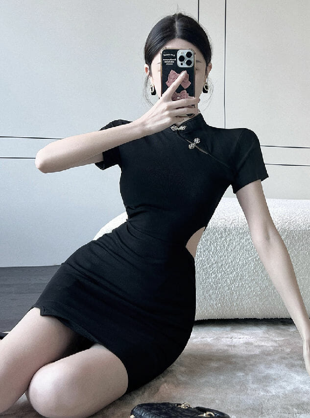 Summer New Waist Hollow Out Skinny Cheongsam Dress2 Summer New Waist Hollow Out Skinny Cheongsam Dress 4