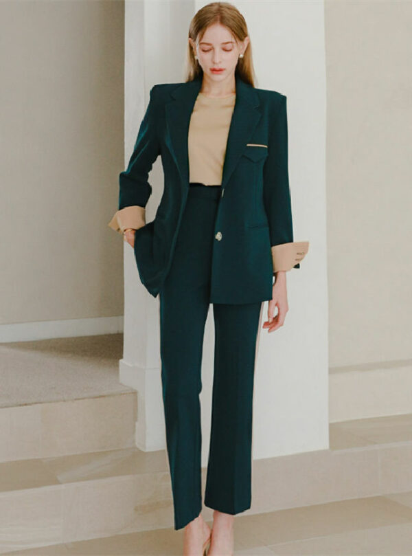 Vogue Lady 2 Colors Tailored Collar Jacket with Long Pants 4